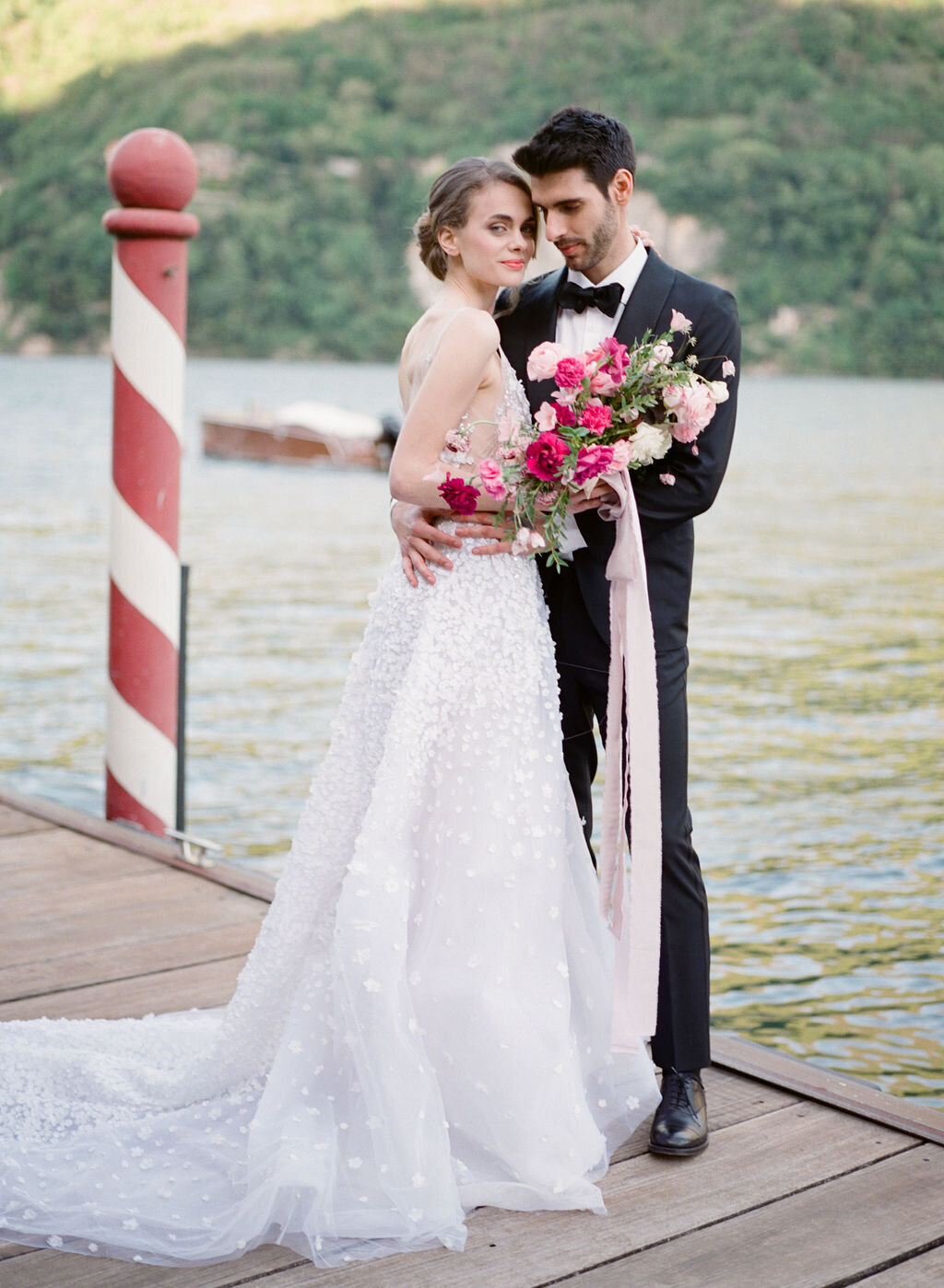 Lake Como pink wedding inspired by Dior Veronique Lorre wedding designer and florist37