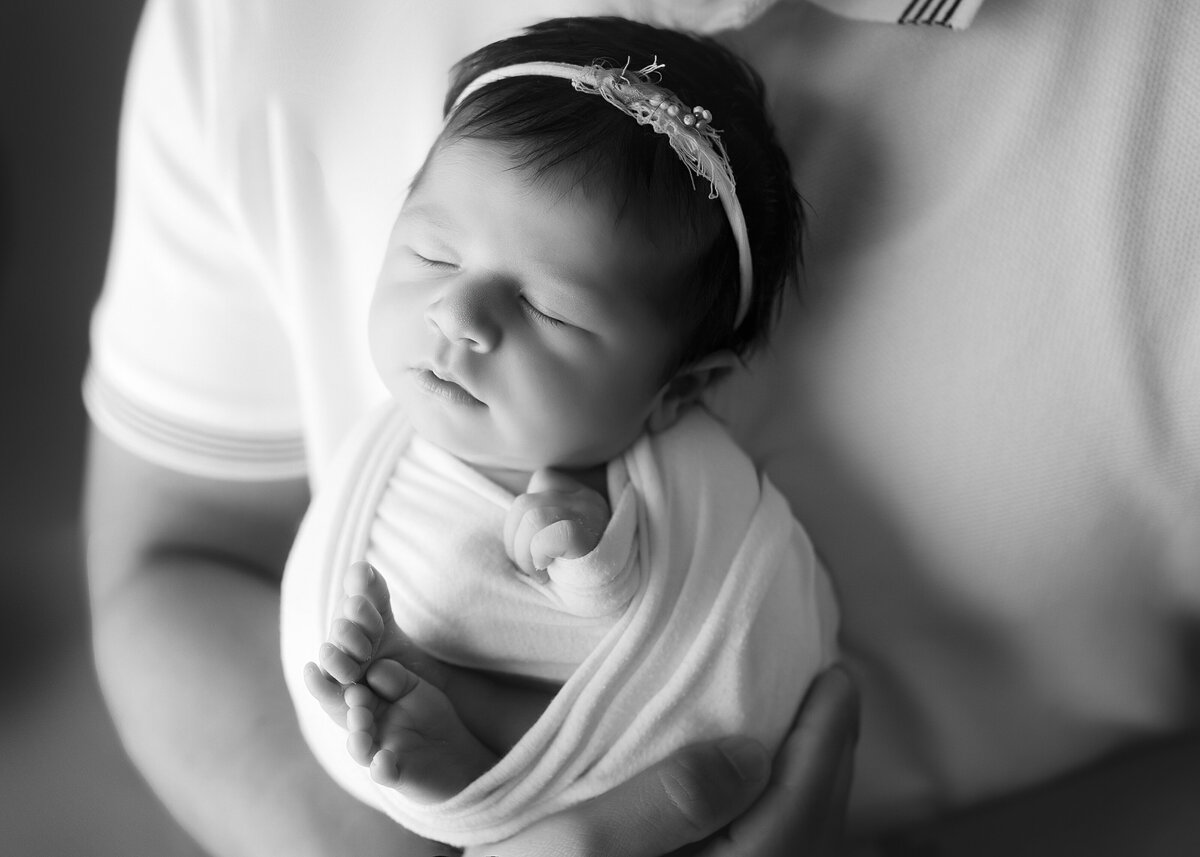 Black and white newborn photography session in Denver