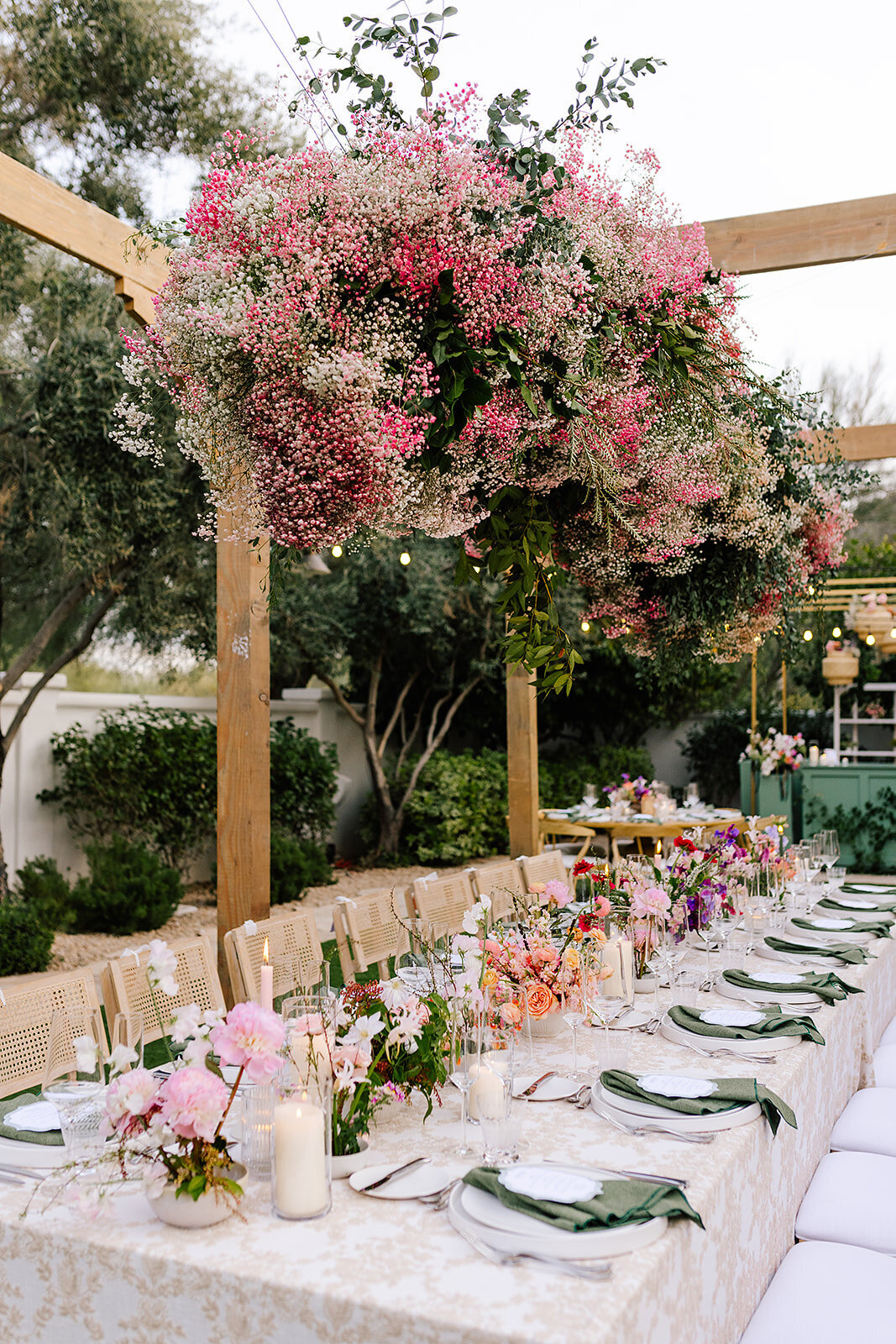Whimsical-garden-wedding-floral-hanging-centerpiece