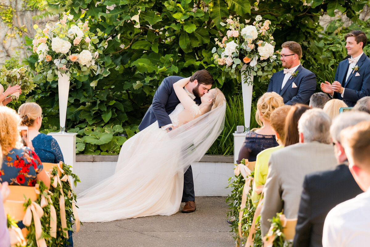 phipps conservatory wedding ceremony dip and kiss
