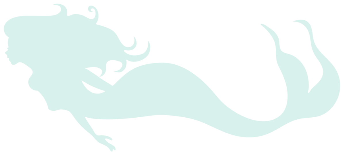 A silhouette of a mermaid swimming.