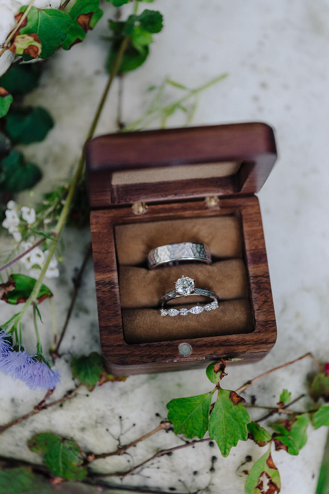 wedding rings in a box