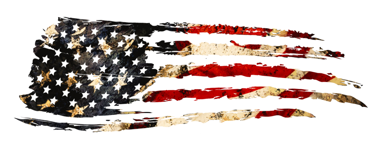 color logo graphic for truck university; american flag, distressed