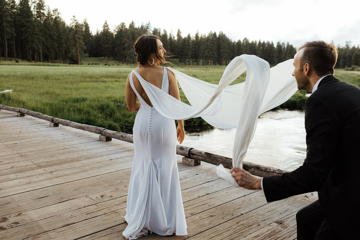 Bride and Groom Outdoor Wedding Portrait