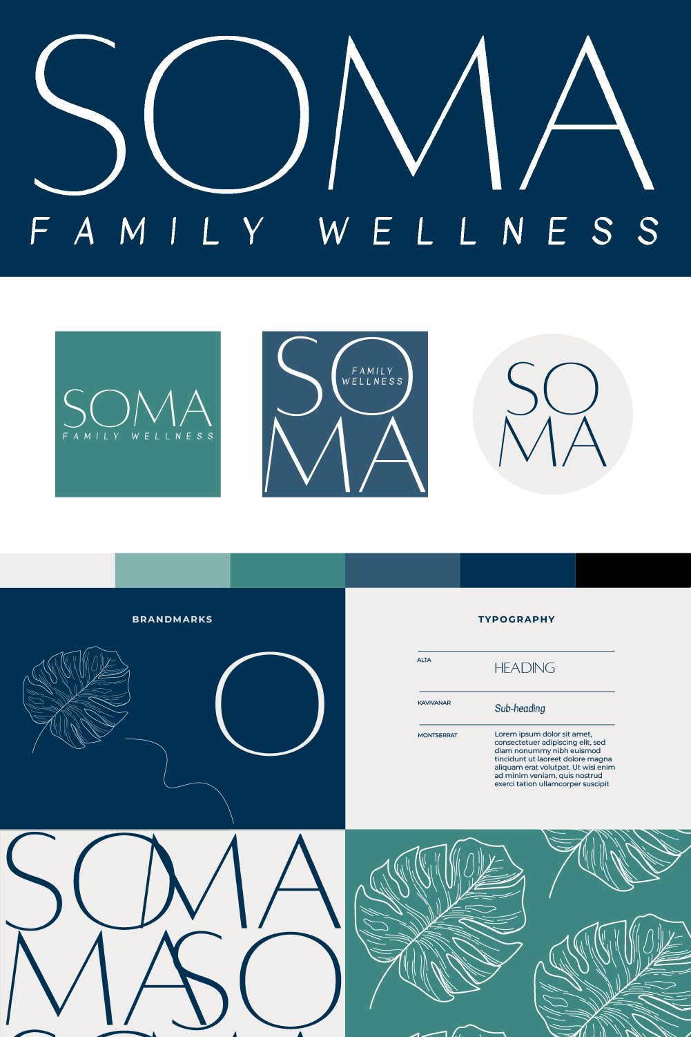 Brand Design with logo and blue colors for a spa company