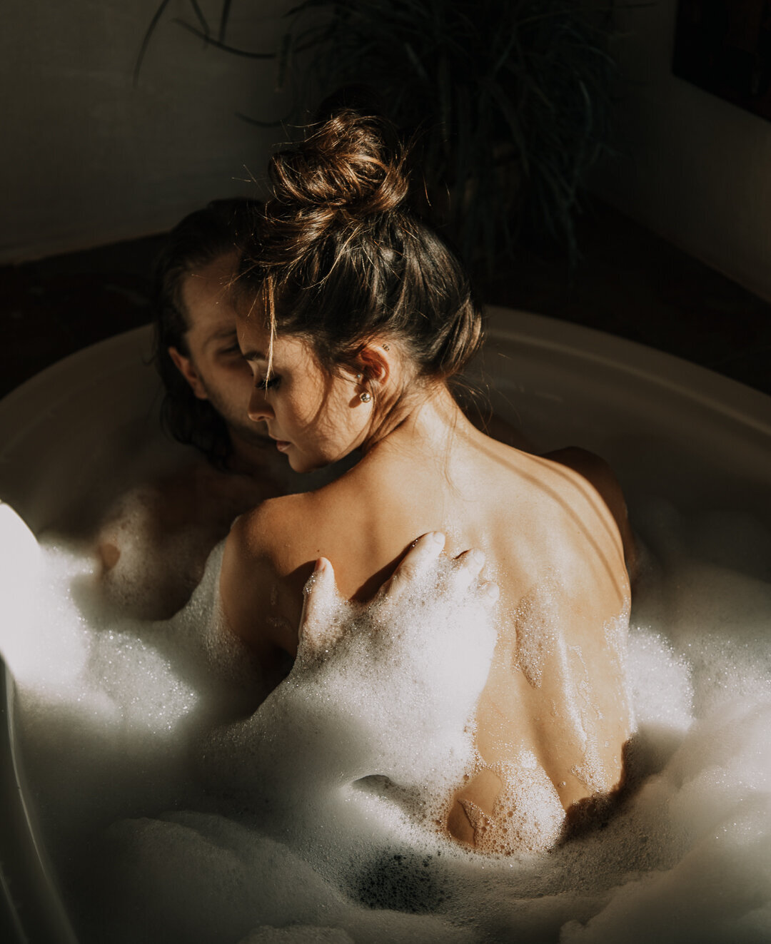 Couple in the bubble bath together