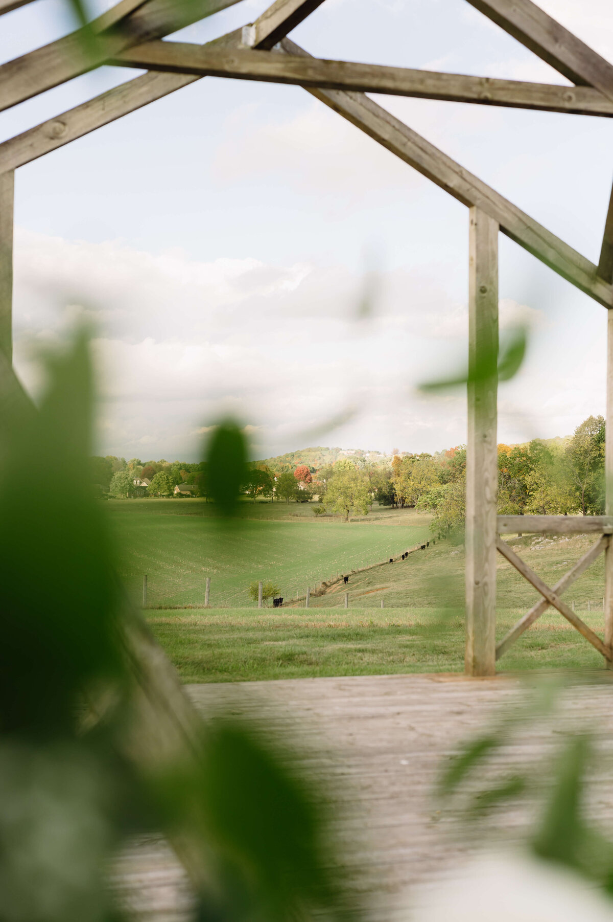 Shenandoah National Park wedding venue with views of rolling hills and the mountains past farm fields