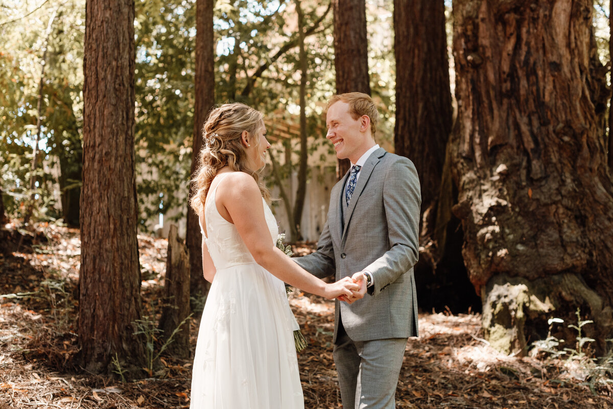 bride and groom first look wedding day