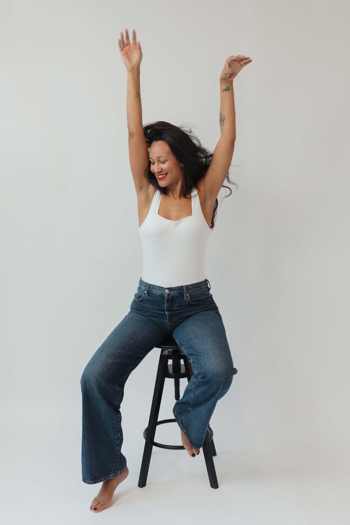 Studio portrait of a woman in soft natural light, captured by Portland portrait photographer Karen Pride.