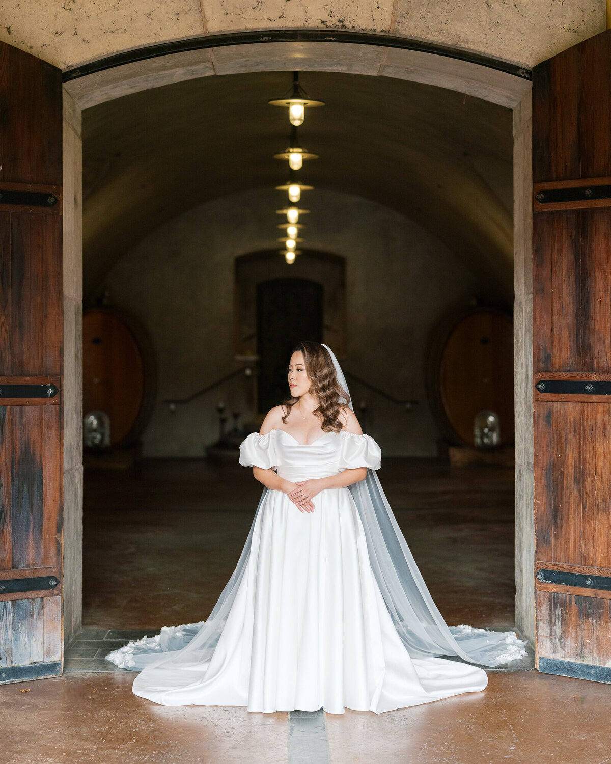 Bride getting ready at wedding in Viansa Winery