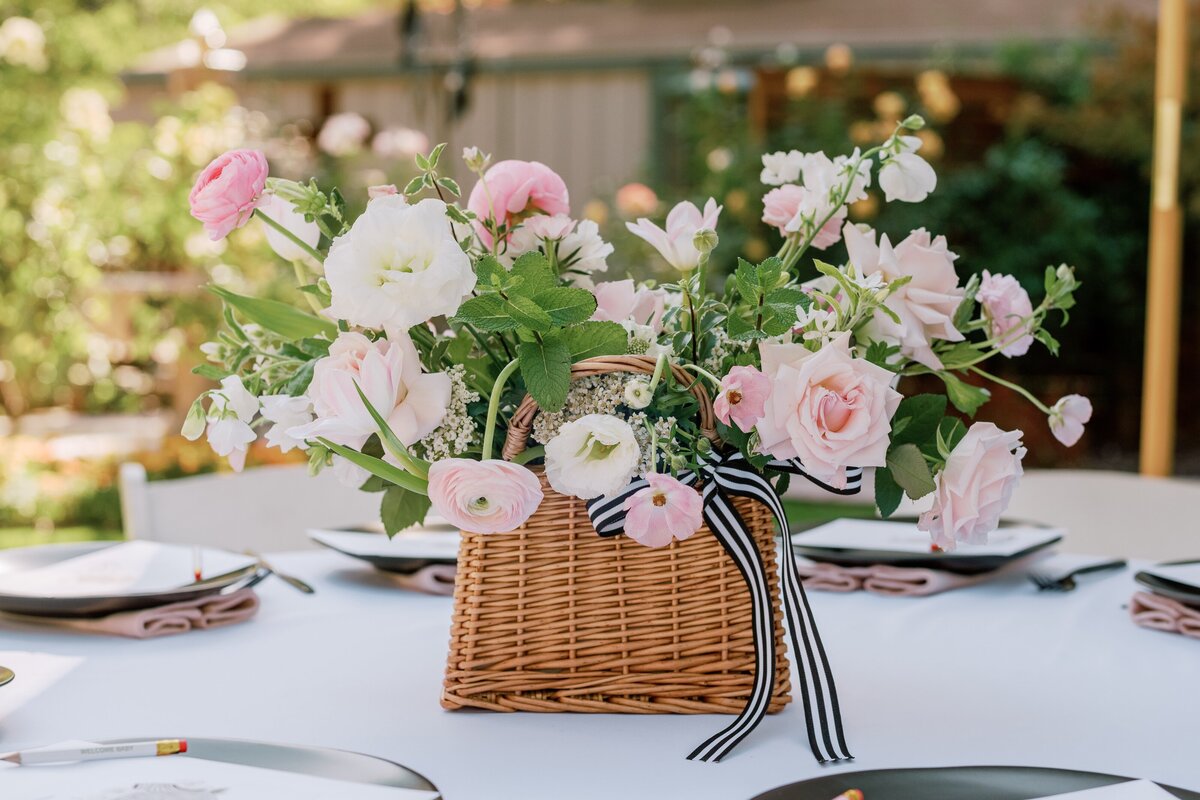 small flower basket arrangement