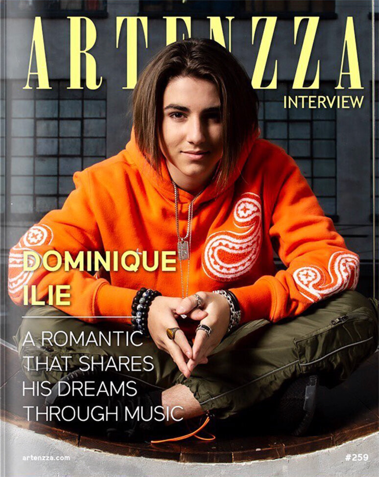 Magazine Cover Artenzza Doninique Ilea singer sitting with legs crossed