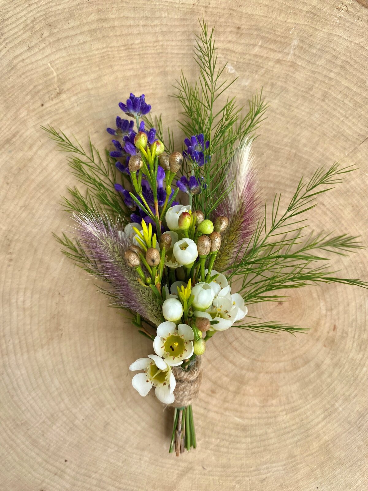 lavender bunny tail boutonniere