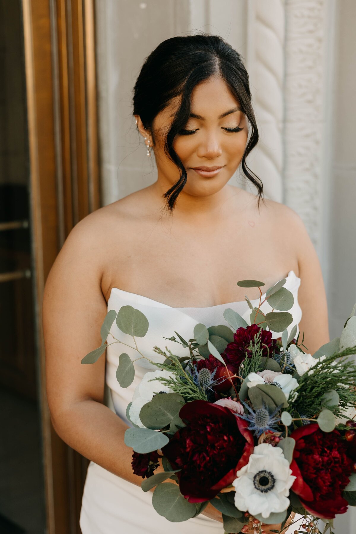Close-up of a bridal trial makeup session in Houston, TX, where a top Houston makeup artist prepares a bride-to-be.