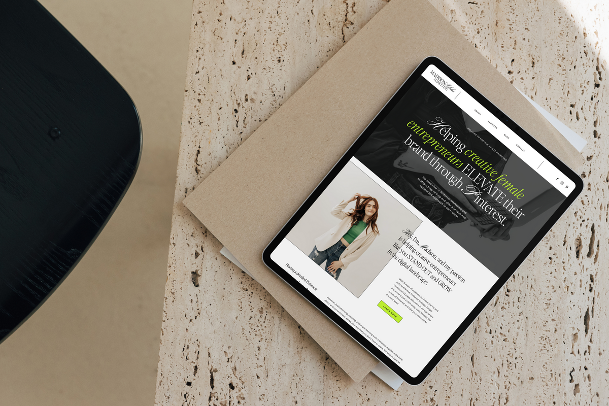 Showit homepage for marketing manager