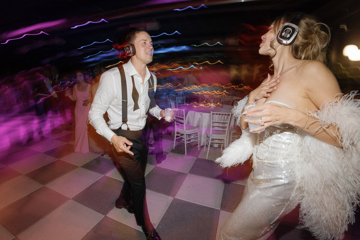 bride and groom dancing at wedding reception