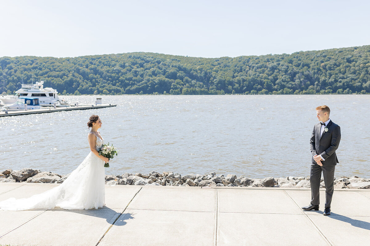 first look between bride and groom
