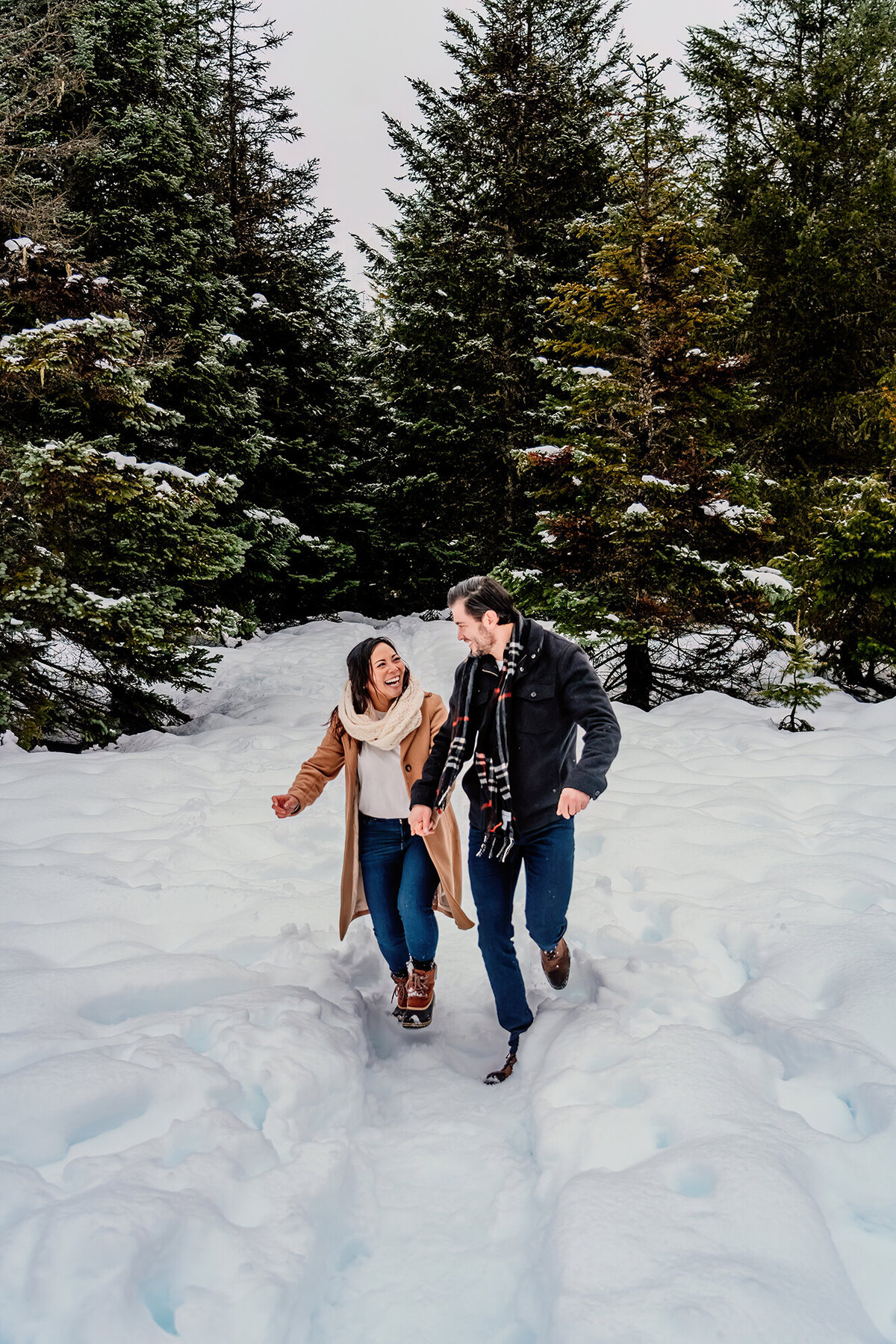 snowy couples session