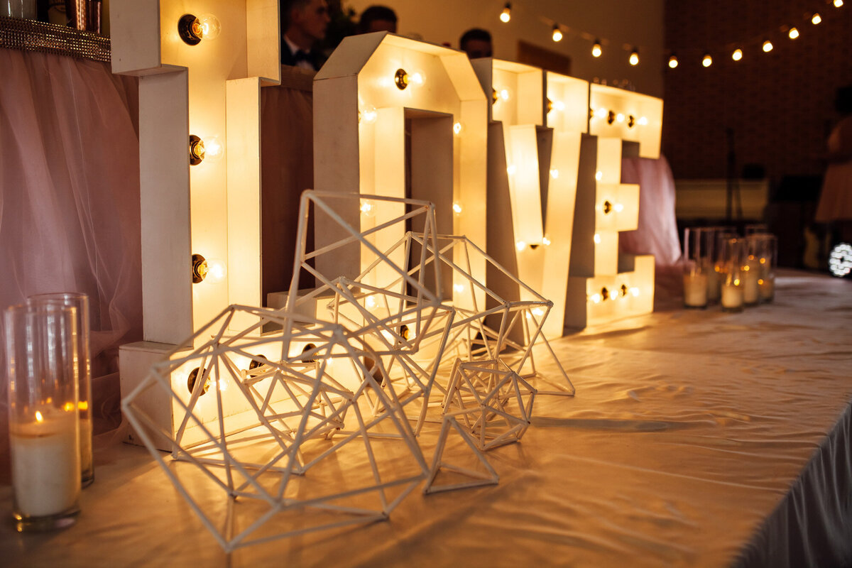 Lighted LOVE backdrop