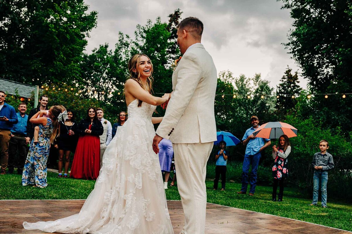 Bride and groom first dance at Shades of Green Events, Helena, MT