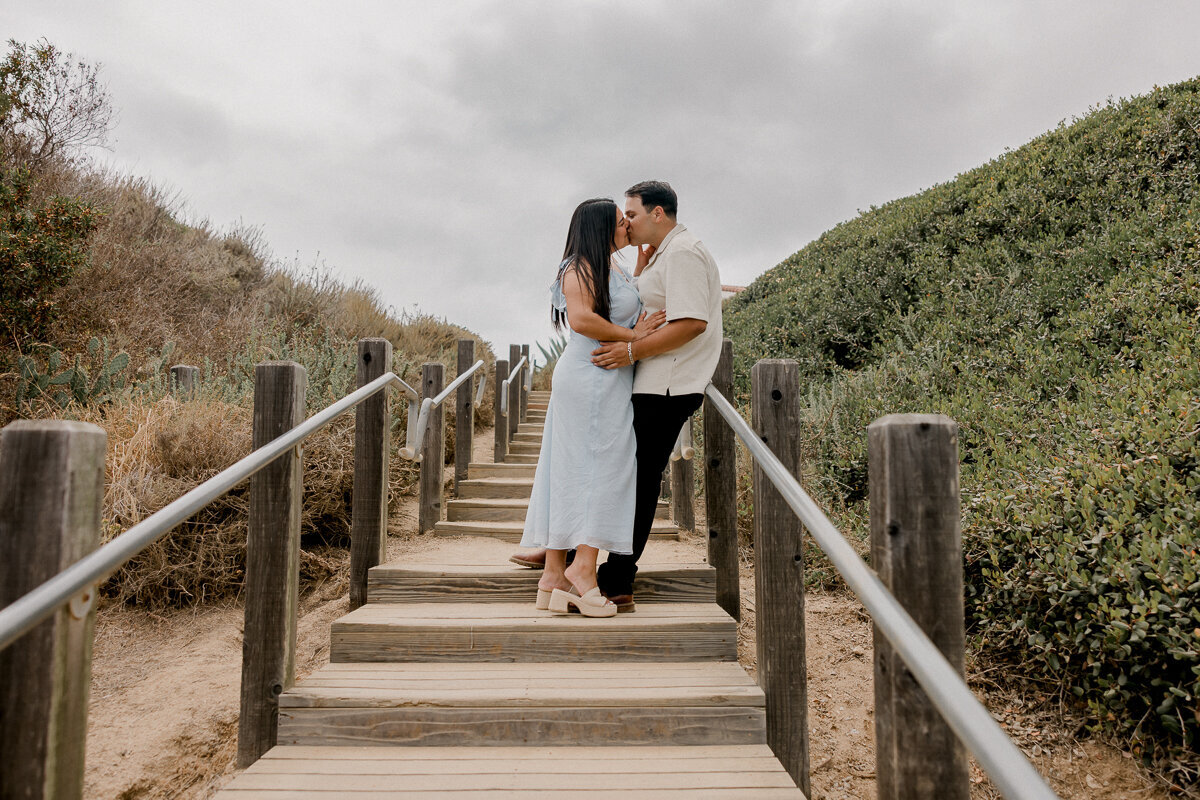 palos verdes engagement session terranea resort engagement photos stairs