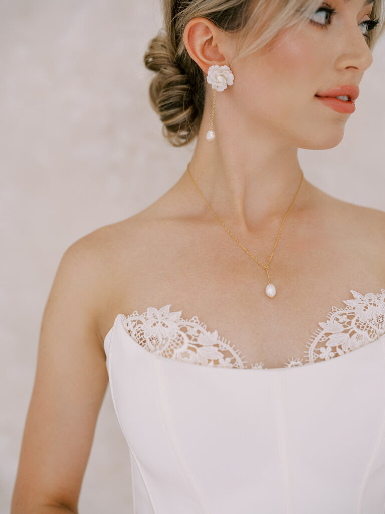 Amira Earrings by Joanna Bisley Designs. Photo by Justine Milton, featured on the Brontë Bride Vendor Guide.