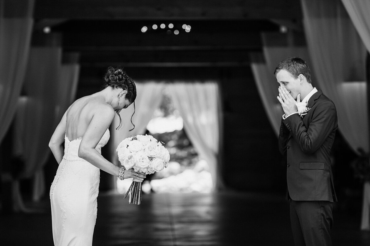 first look with bride and groom