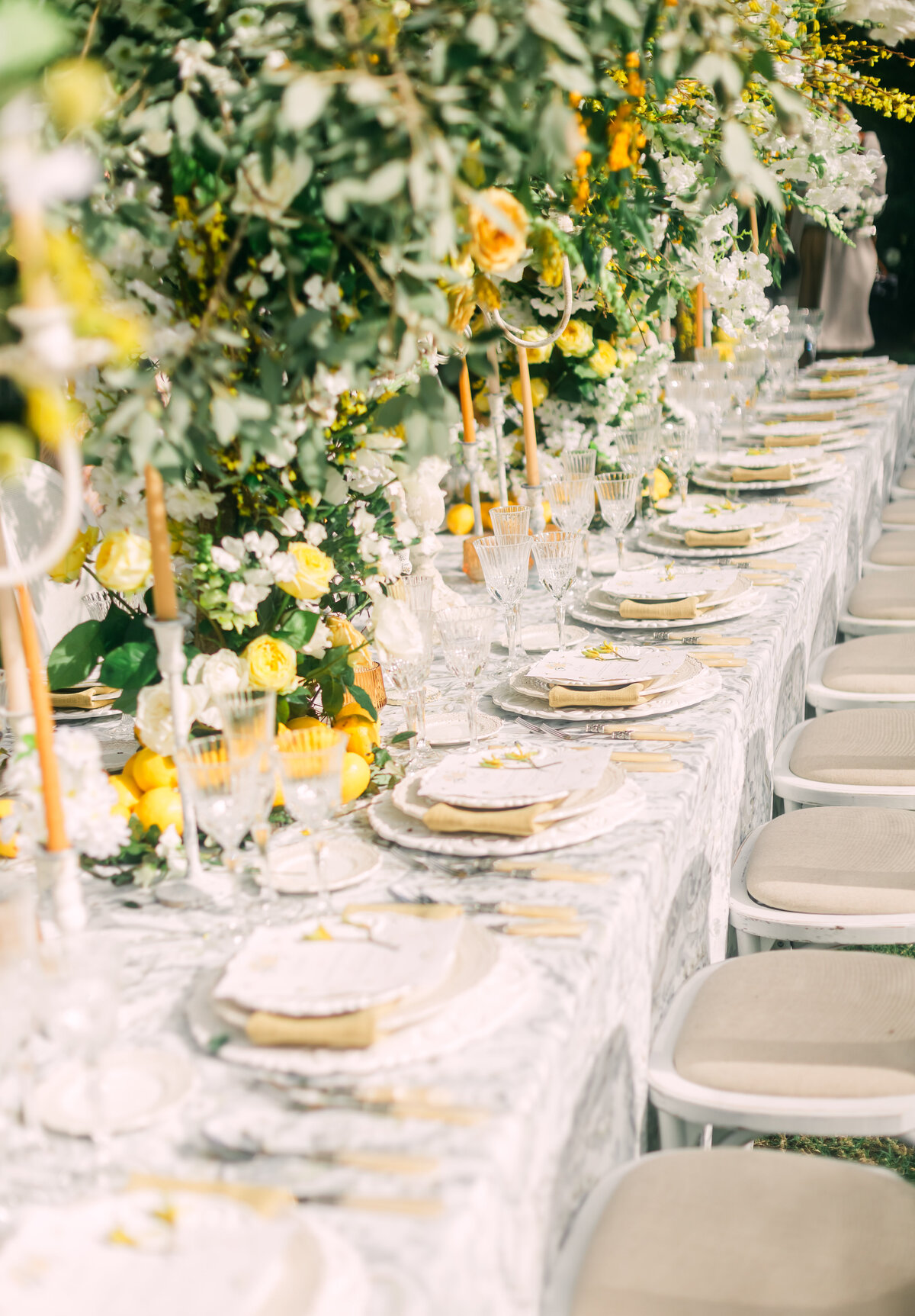 lemon inspired table for destination wedding in italy