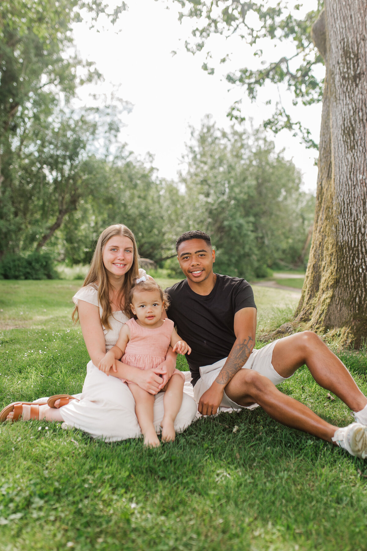 Family of three outdoors
