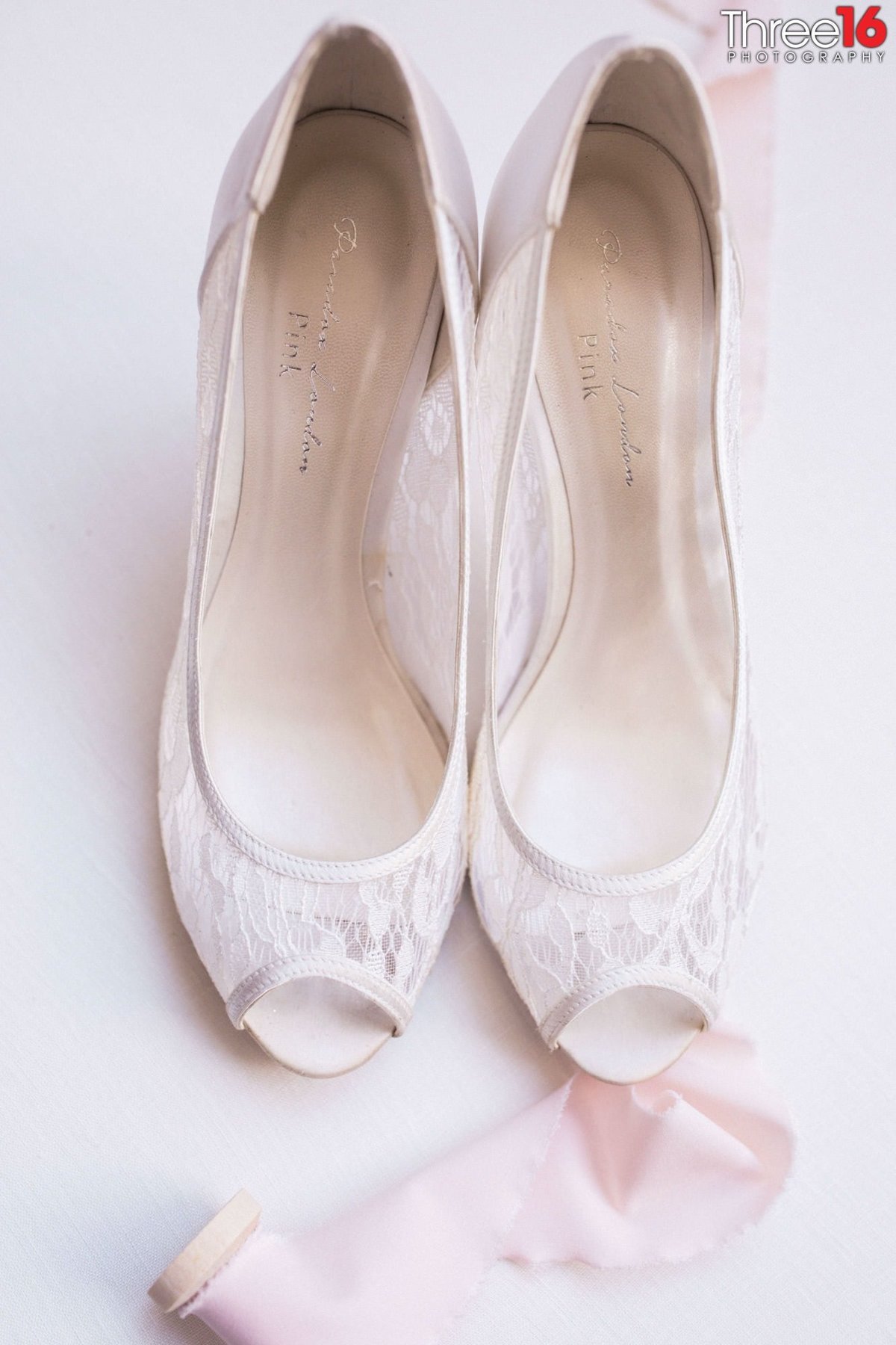 Bride's wedding day laced shoes