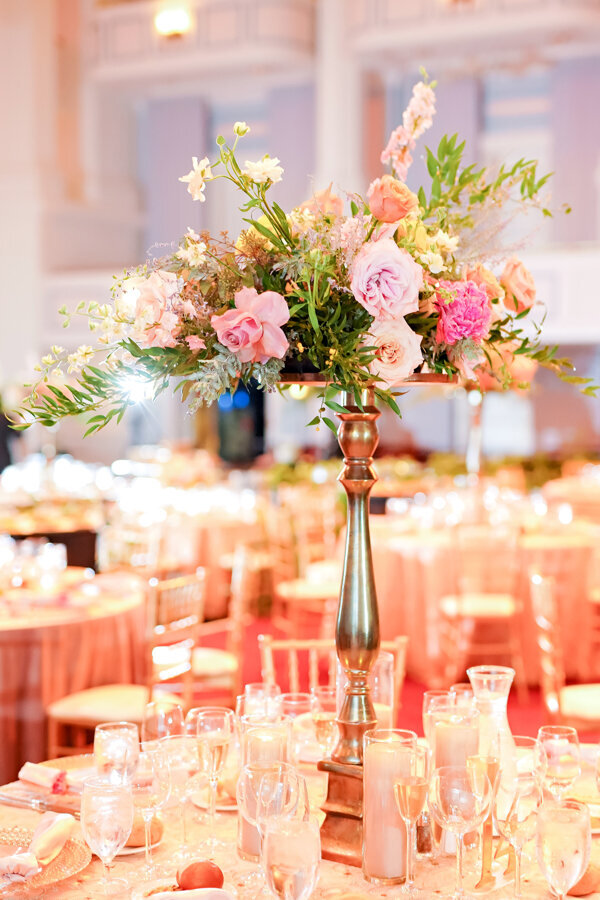 Floral- centerpiece- Satin -and -Stems