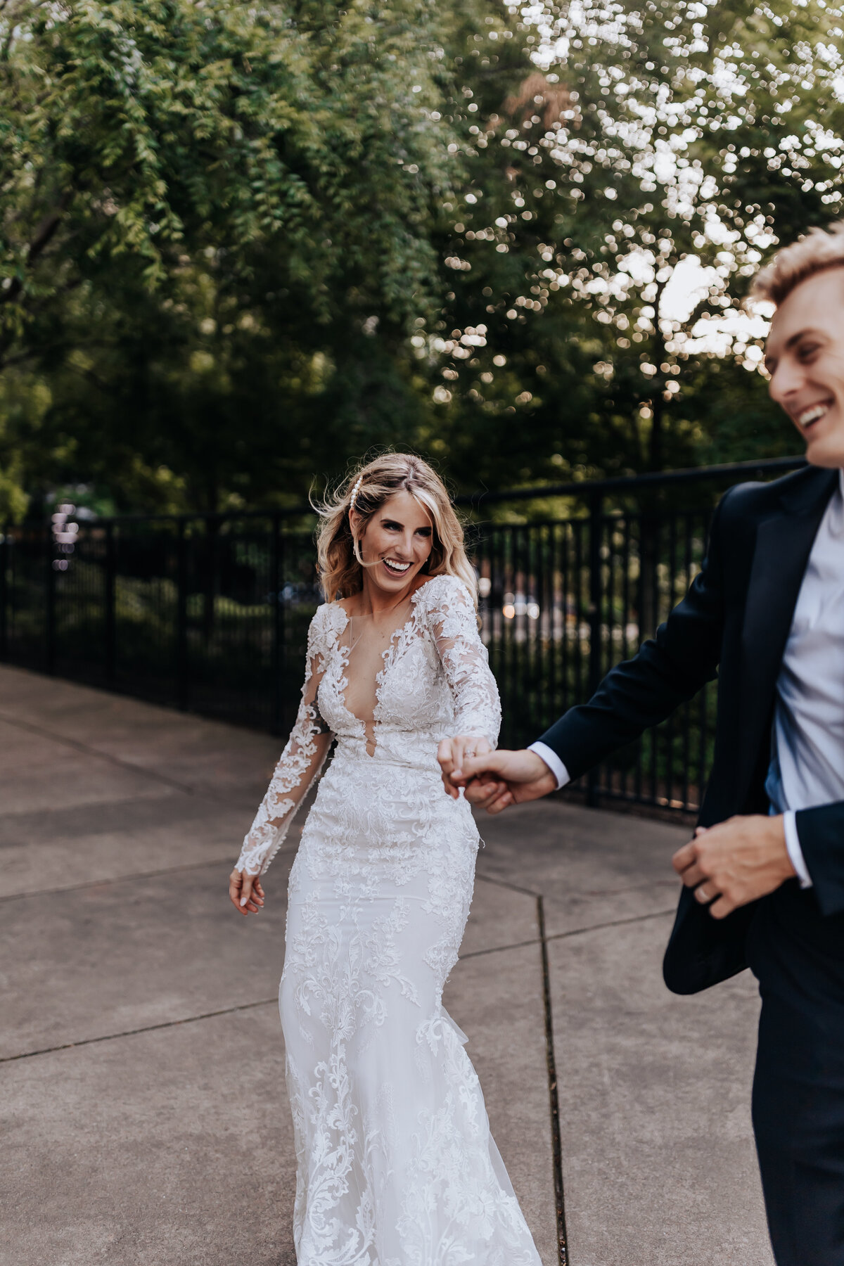 Nashville wedding photographer captures bride laughing with groom