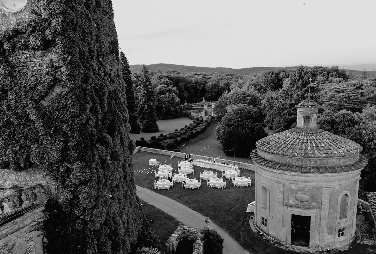 Drone photo of Castello di Celsa wedding venue Italy