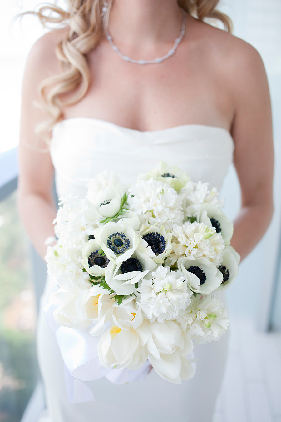 bride bouquet with blue flowers