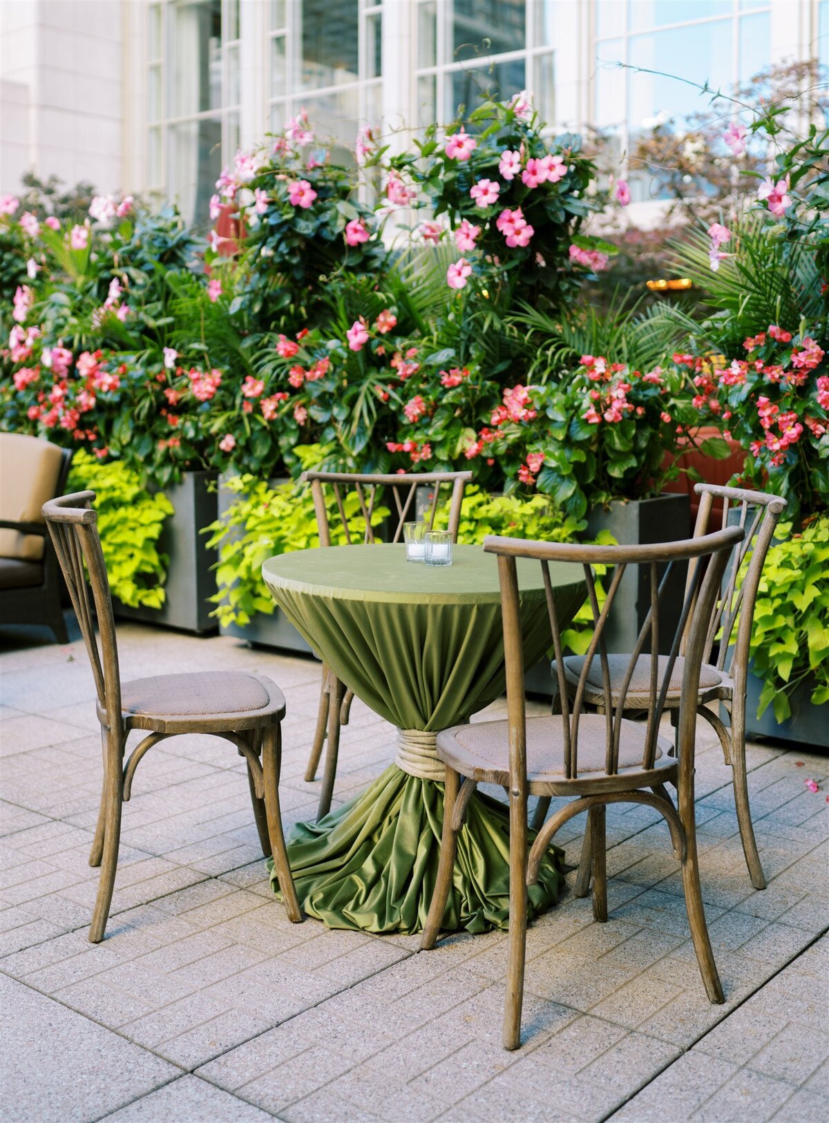 A picture of the table and chairs at the reception.