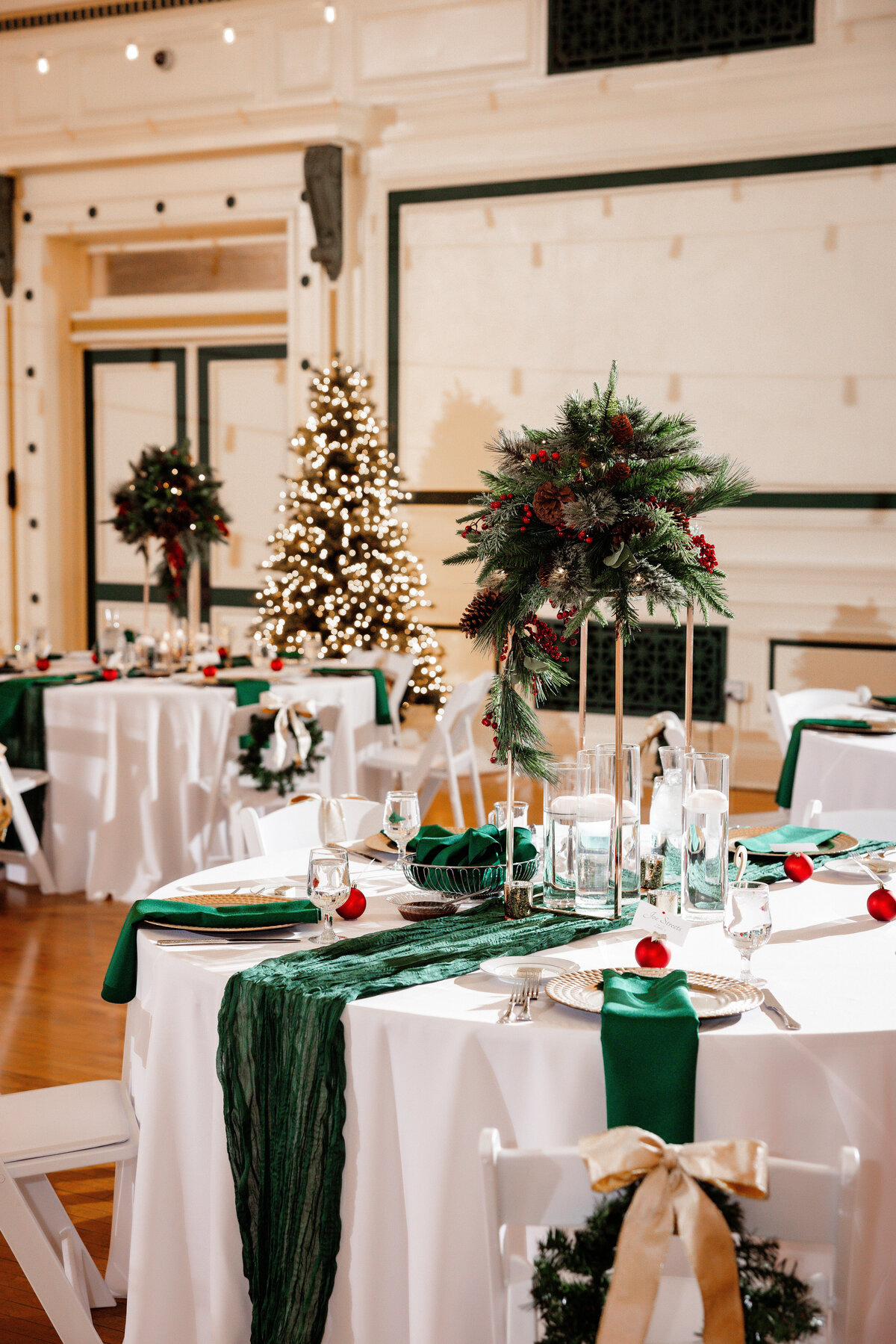 wedding setup for winter christmas event in soldiers and sailors memorial hall