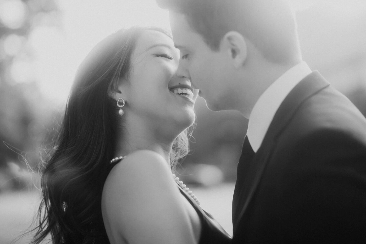 Elegant engagement portraits in Palais Royal garden in Paris