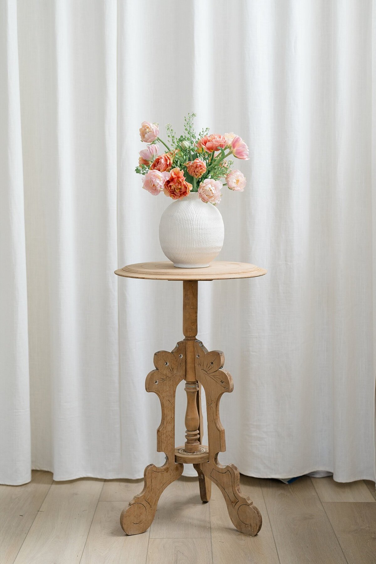 floral arrangement in a white vase for branding photos by Columbus photographer