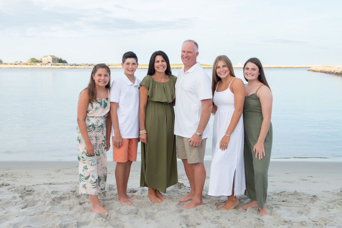 Family photo on Jetty Beach Wells Maine
