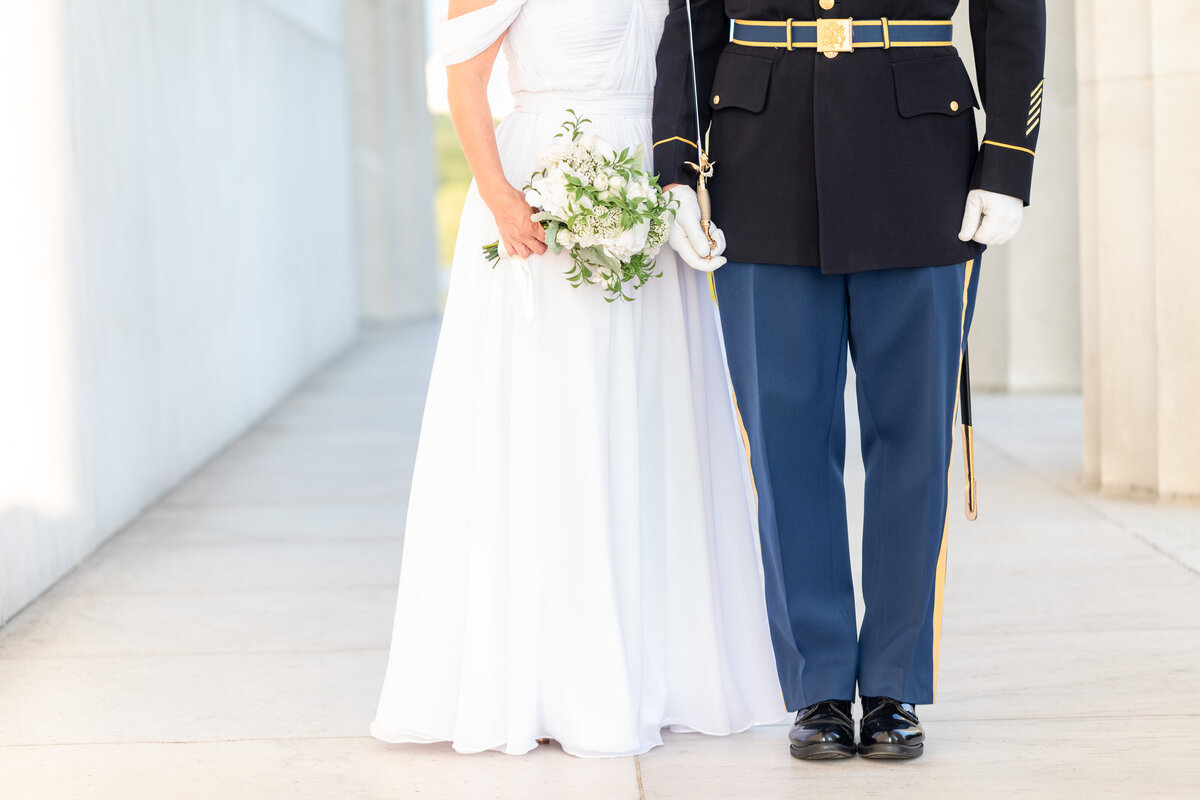 bride and groom at military wedding