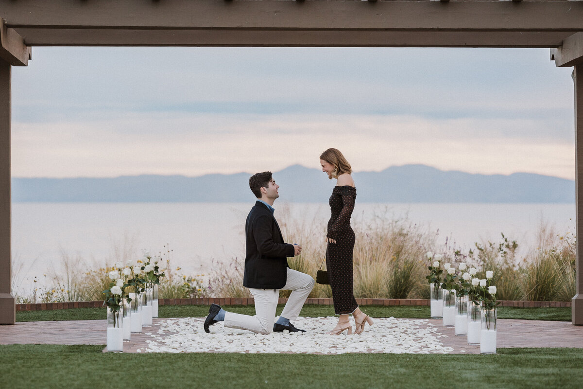 Palos Verdes wedding photographer and engagement couple by neighborhood church in palos verdes
