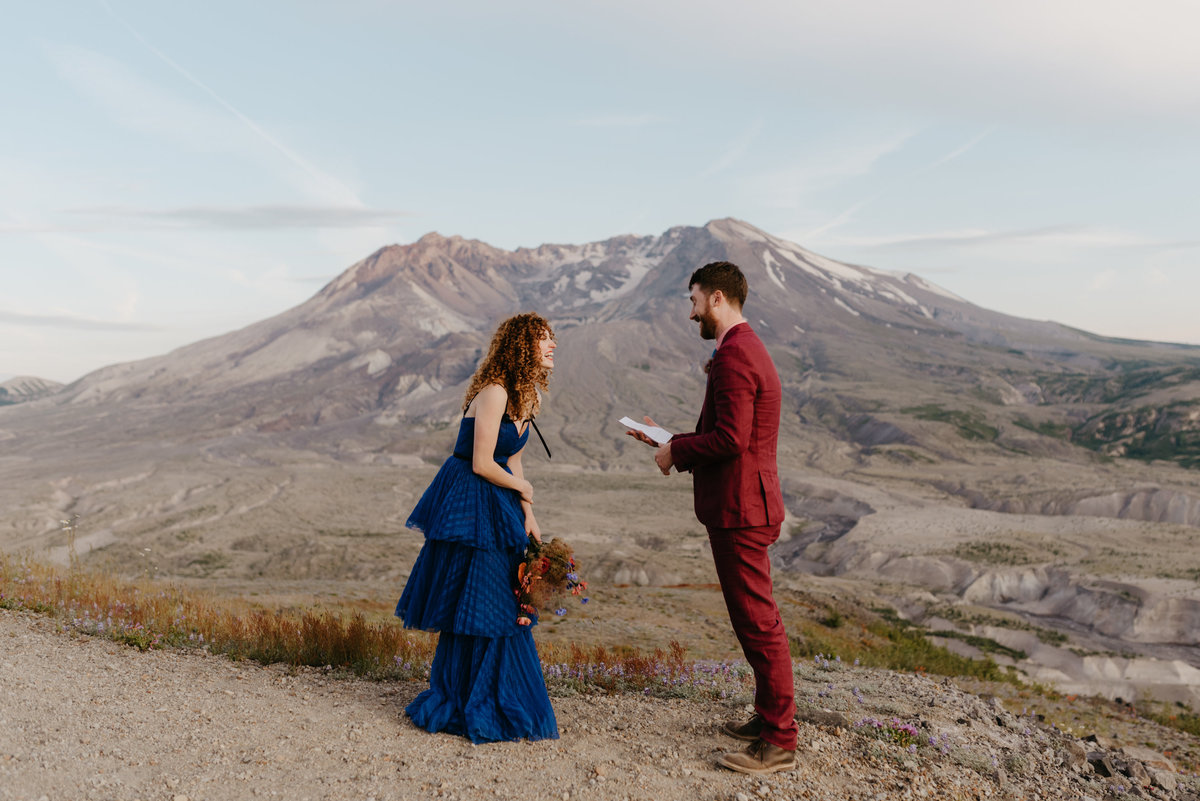colorful mt saint helens elopement in the summer