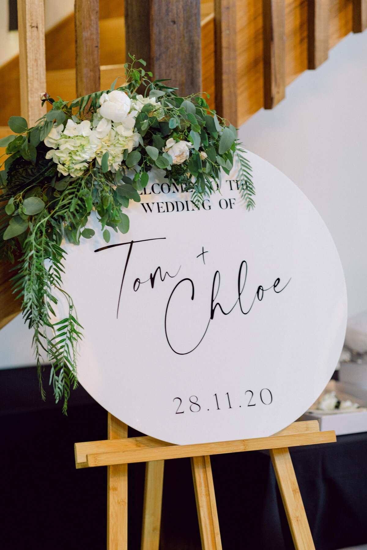 bride and groom welcome sign