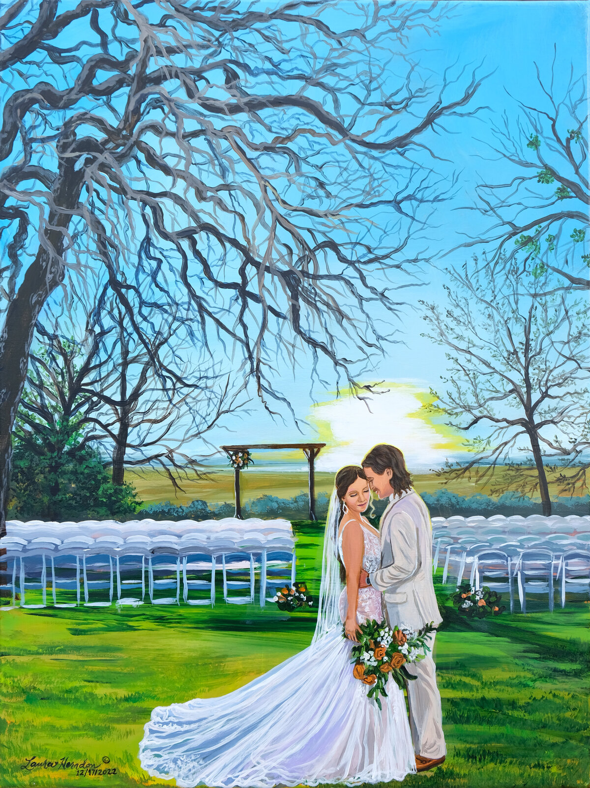 the mansion at colovista live wedding painting by Laura Herndon