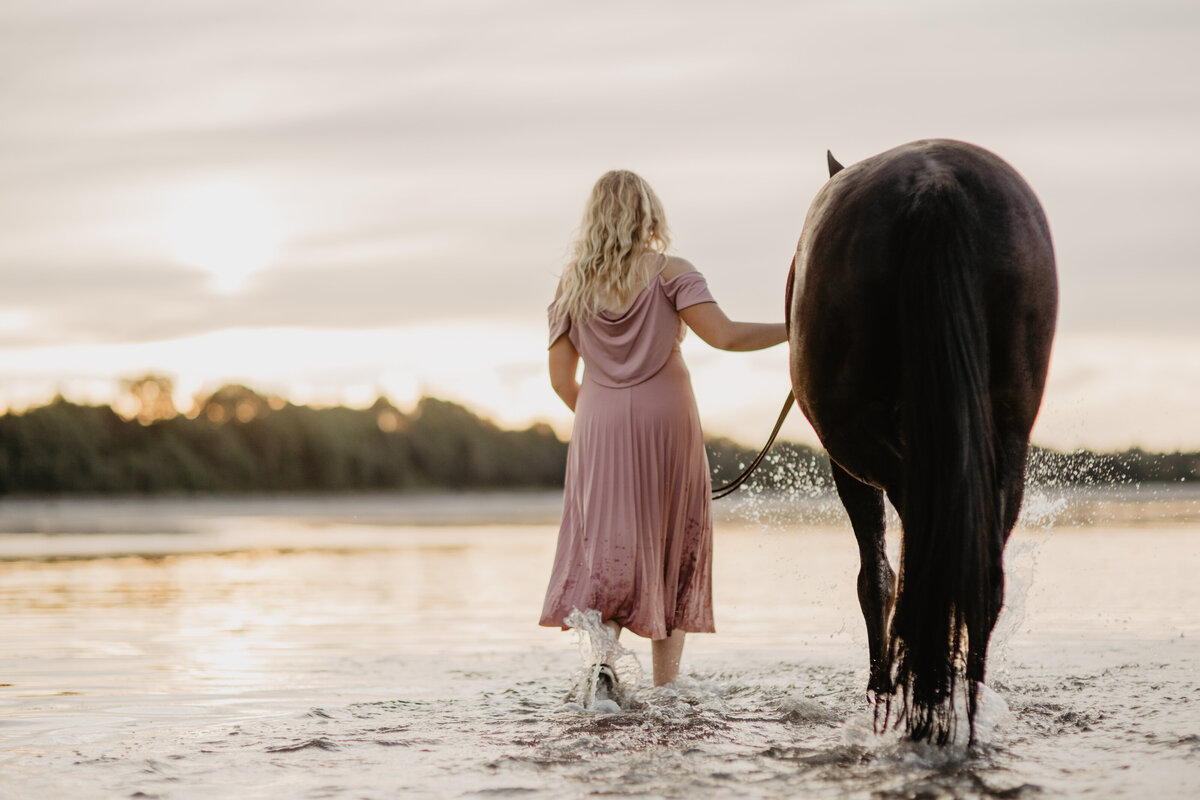 Kye Bay Sunset Horse Girl Beach Riding Portrait Session_337