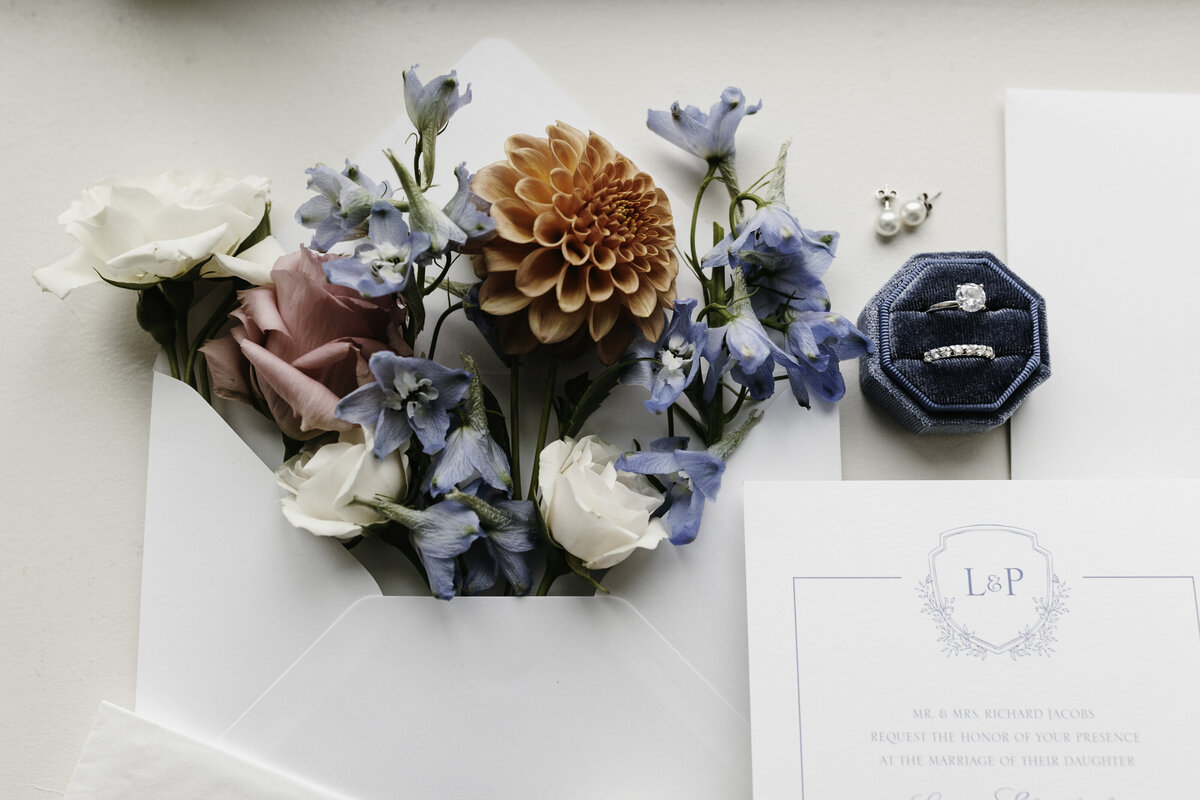 Wedding invite and flowers