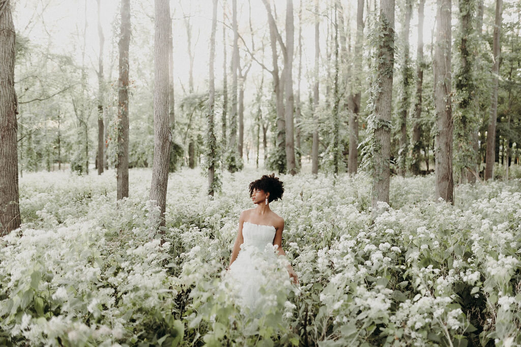 flower feild editorial bride