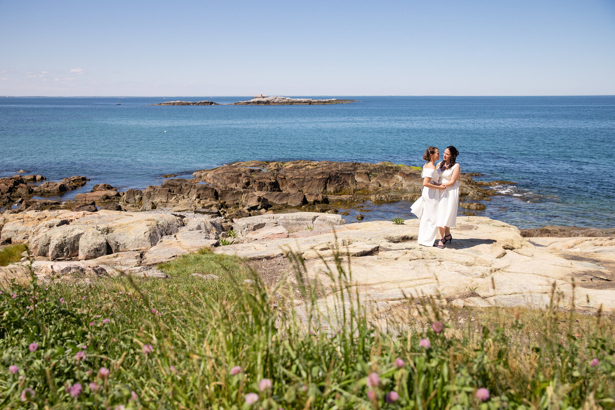 two-brides-on-rocks-cohasset-gay-wedding-lesbian-lisa-gilbert-photography