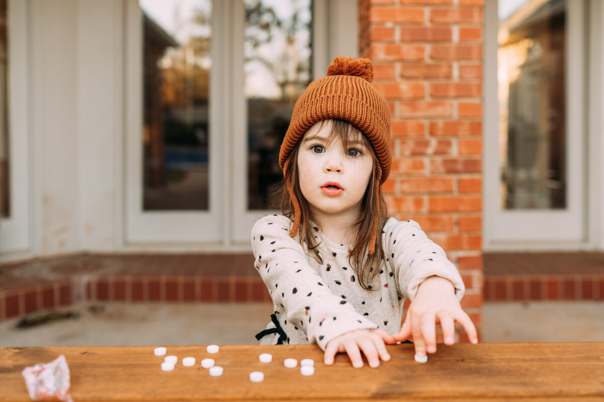 little girl in winter hat