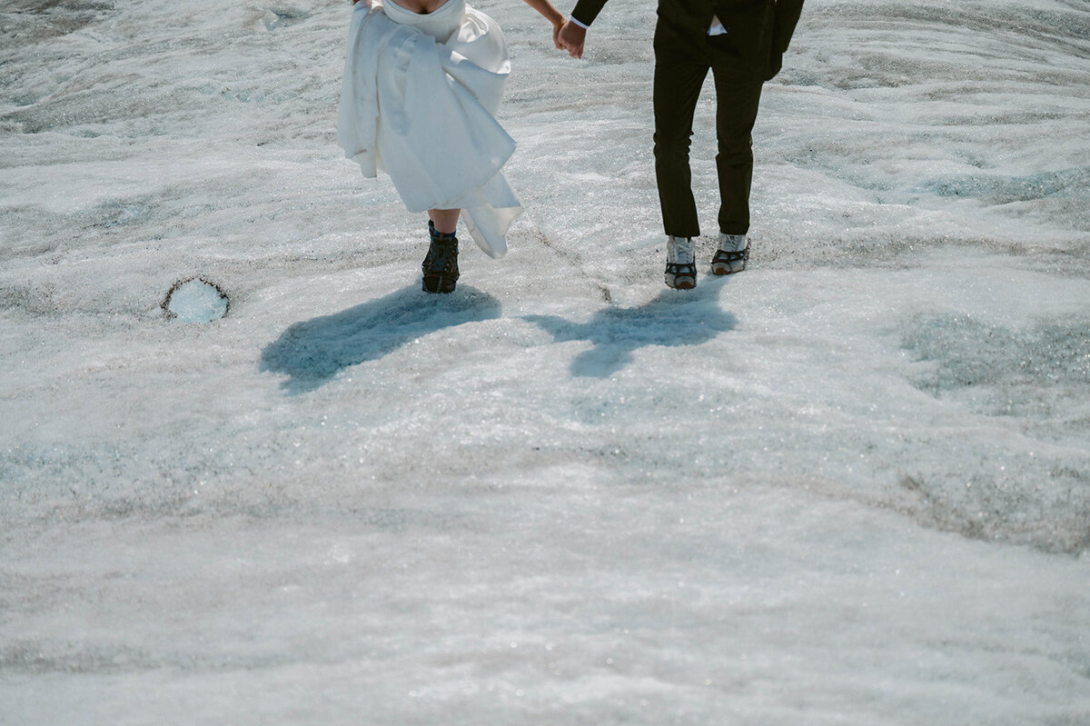 COuple hike on ice